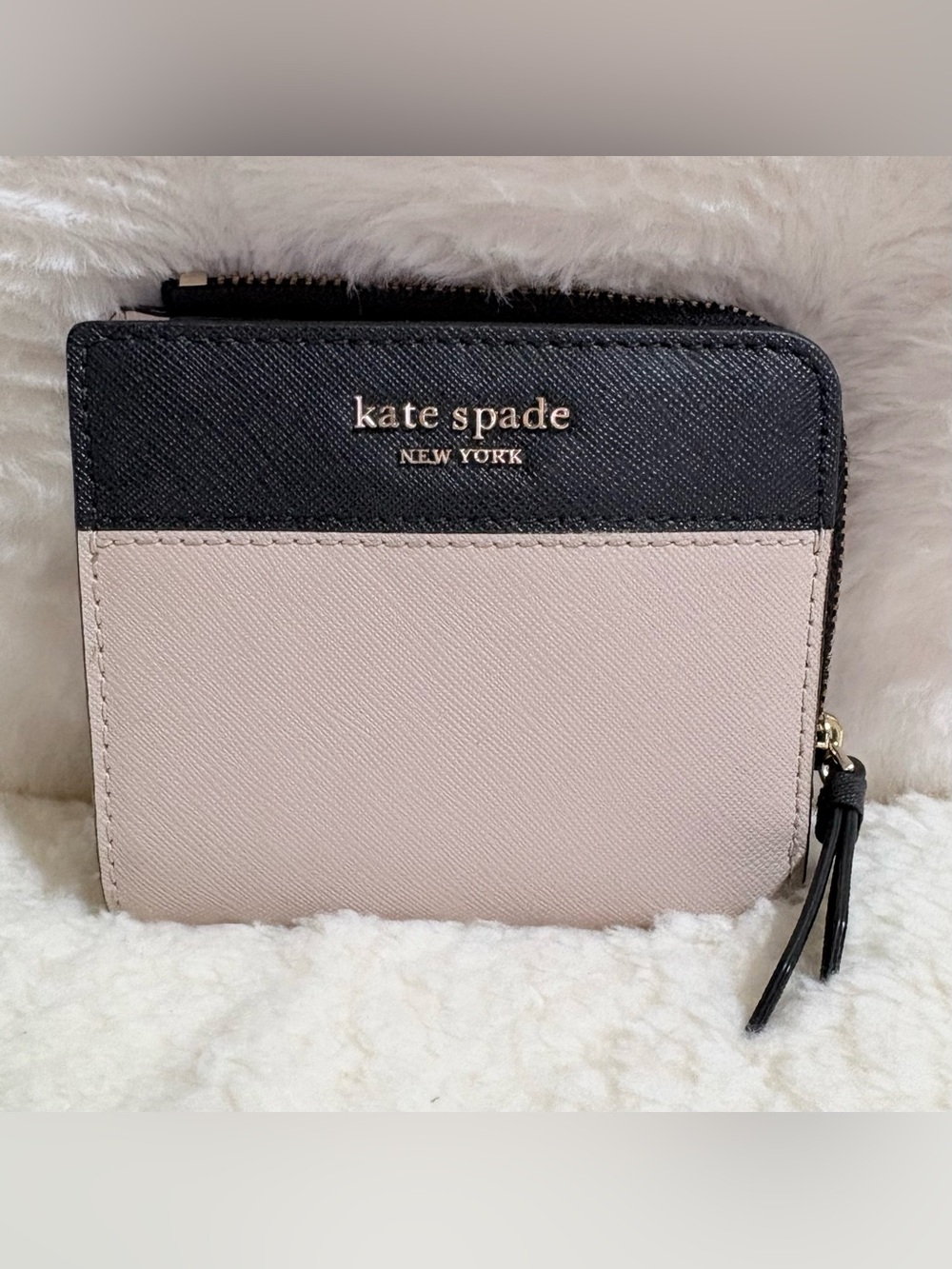 kate spade Two-Tone Black and Blush Zip Wallet